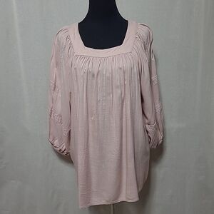 World Market Square Neck Flowy Blouse Top Womens Large XL Pink Rayon India